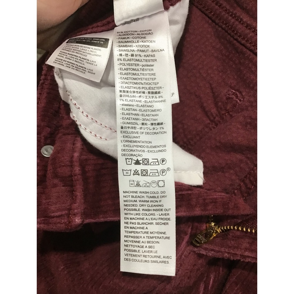 Levi's 724 High Rise Slim Straight Corduroy Pants Burgundy Womens 28 Indie Retro - Picture 4 of 6